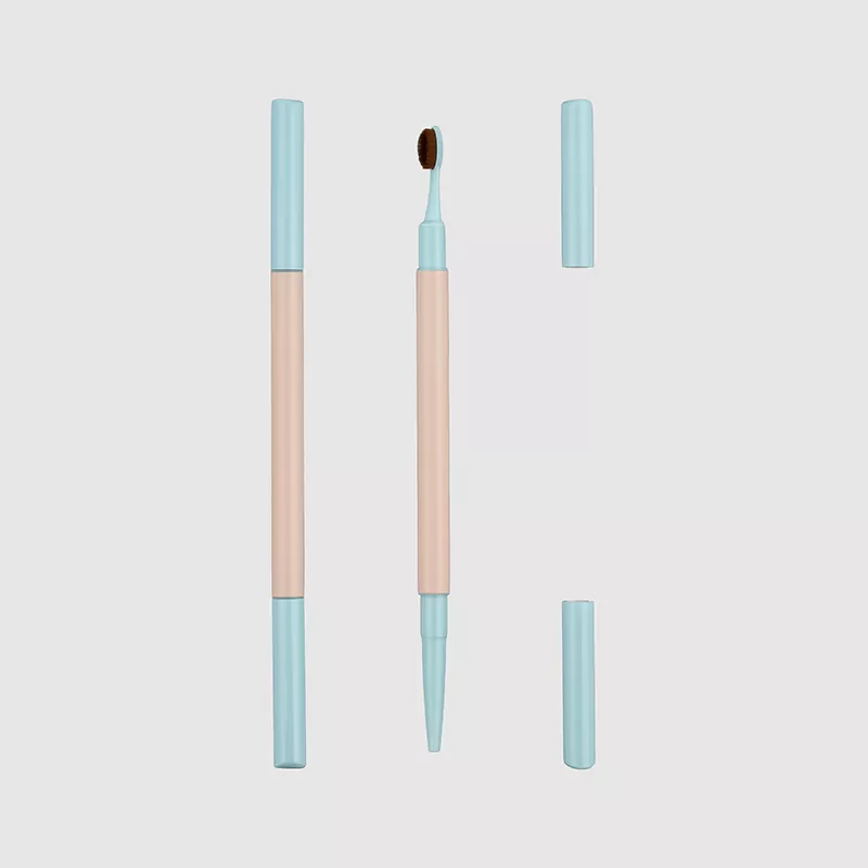 Stylo à dossiers à double extrémité en aluminium avec emballage de peigne à sourcils