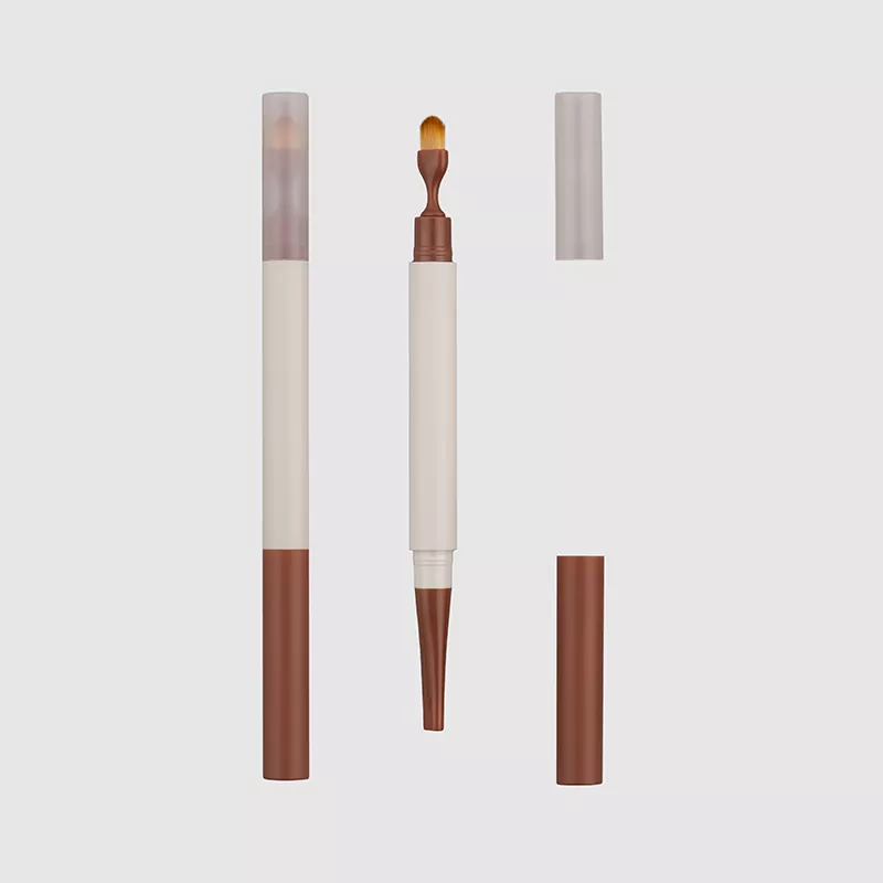 Crayon à double extrémité avec un emballage à brosse plate inclinée