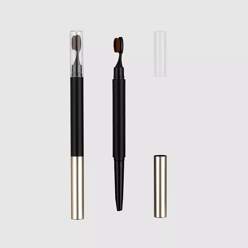 Crayon à dossiers à deux extrémités avec emballage de brosse à peigne à sourcils